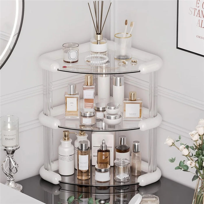Clear 3-Tier Cosmetic Organizer Makeup Storage Rack Vanity Skincare Perfume Display Stand - White - 1