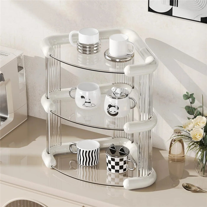 Clear 3-Tier Cosmetic Organizer Makeup Storage Rack Vanity Skincare Perfume Display Stand - White - 2