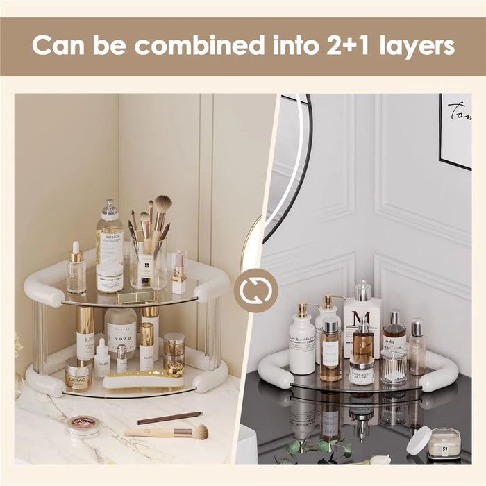 Clear 3-Tier Cosmetic Organizer Makeup Storage Rack Vanity Skincare Perfume Display Stand - White - 4