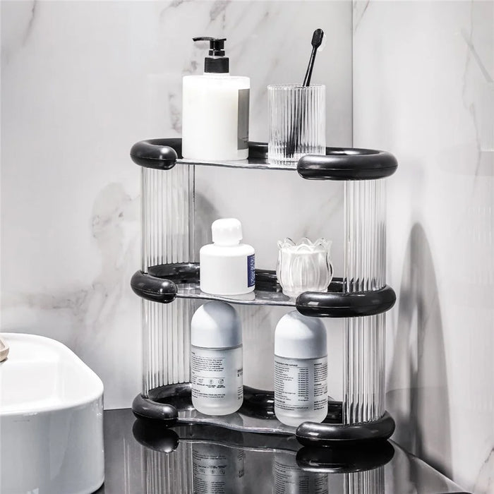 Clear 3-Tier Vanity Cosmetic Organizer Makeup Storage Rack Vanity Skincare Perfume Display Stand - Black - 4