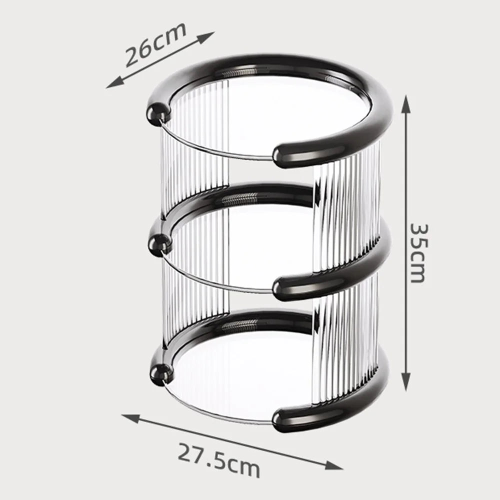 3-Tier Clear Plastic Cosmetic Organizer Makeup Storage Rack Vanity Skincare Perfume Display Stand - Black - 2