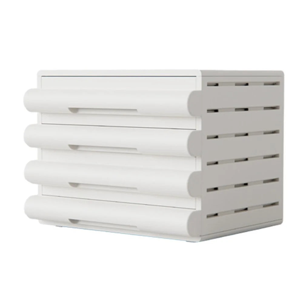 4 Drawer Storage Cabinet Office Home A4 File Documents Stationery HIPS + ABS Desktop Organizer - White - 1