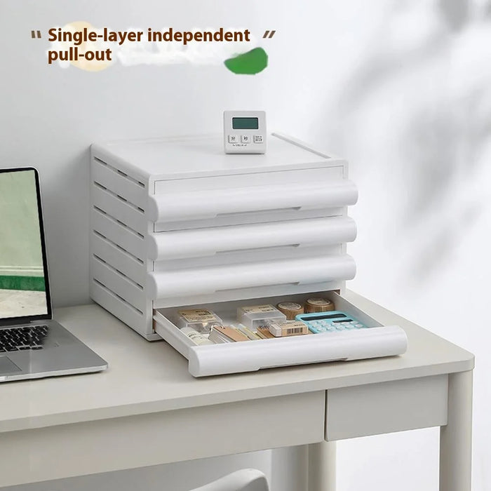 4 Drawer Storage Cabinet Office Home A4 File Documents Stationery HIPS + ABS Desktop Organizer - White - 2