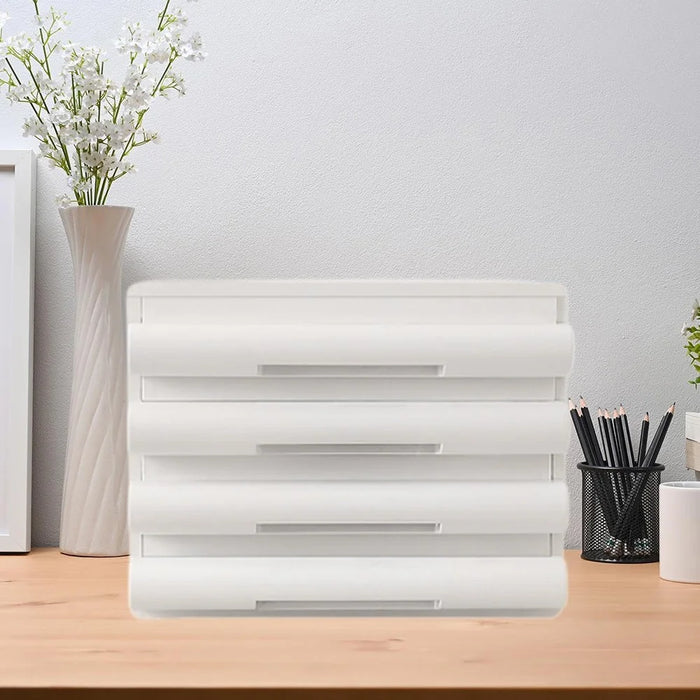 4 Drawer Storage Cabinet Office Home A4 File Documents Stationery HIPS + ABS Desktop Organizer - White - 4