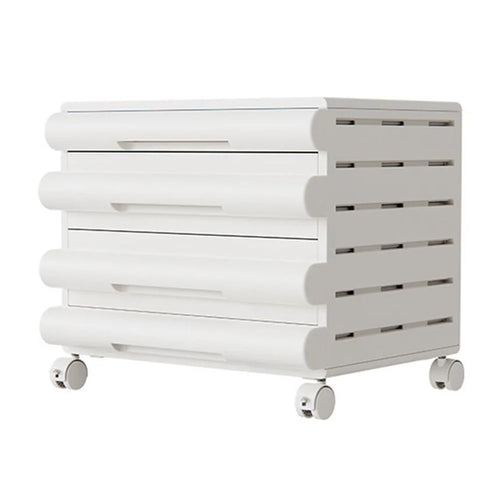 4 Drawer Under Desk HIPS + ABS  Storage Cabinet Office Home A4 File Documents Stationery Organizer with Wheels - White - 1