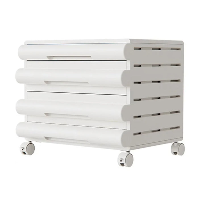 4 Drawer Under Desk HIPS + ABS  Storage Cabinet Office Home A4 File Documents Stationery Organizer with Wheels - White - 1