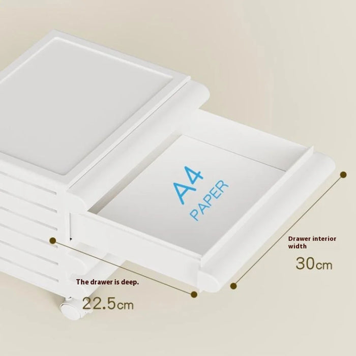 4 Drawer Under Desk HIPS + ABS  Storage Cabinet Office Home A4 File Documents Stationery Organizer with Wheels - White - 6
