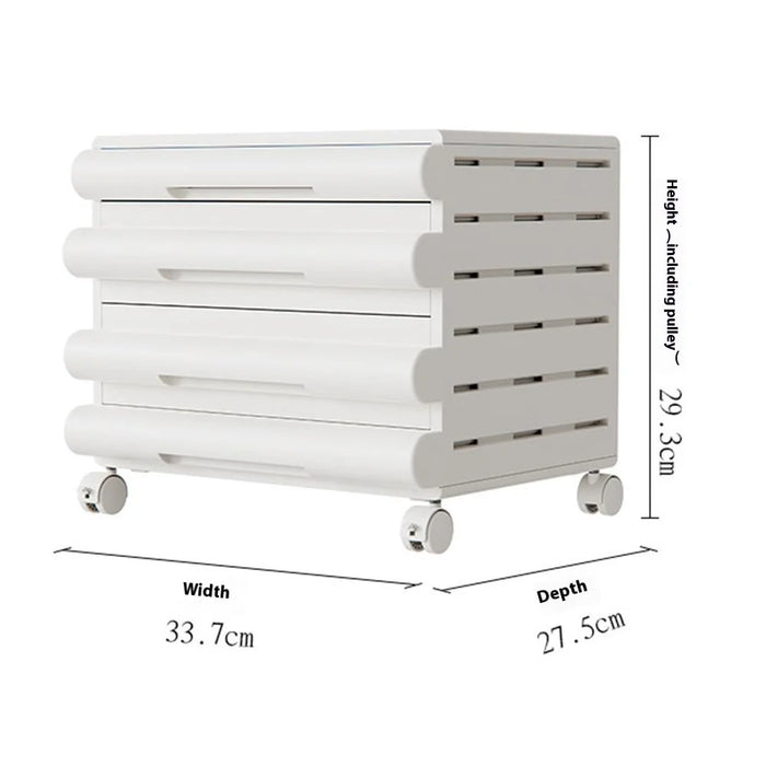 4 Drawer Under Desk HIPS + ABS  Storage Cabinet Office Home A4 File Documents Stationery Organizer with Wheels - White - 7