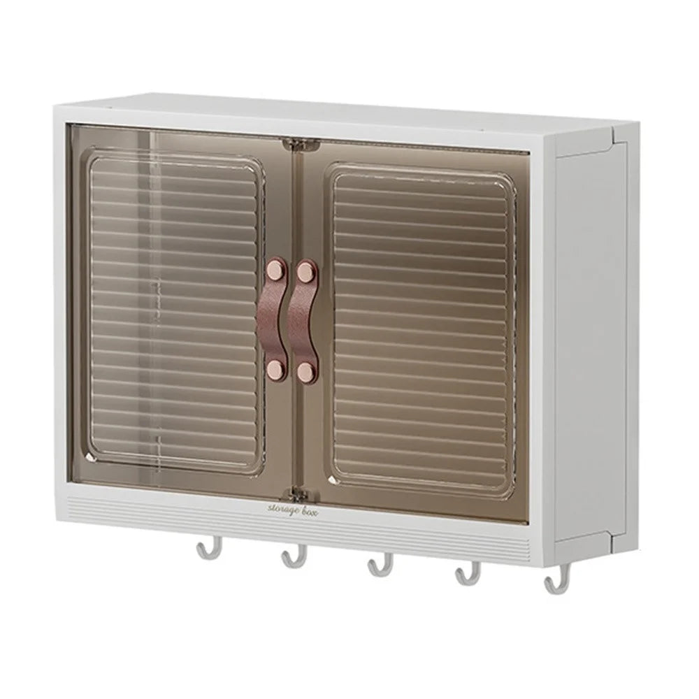 Bathroom Wall Mounted No Drilling PP Storage Cabinet Over Toilet Magnetic Door Anti-Splash Organizer - 1