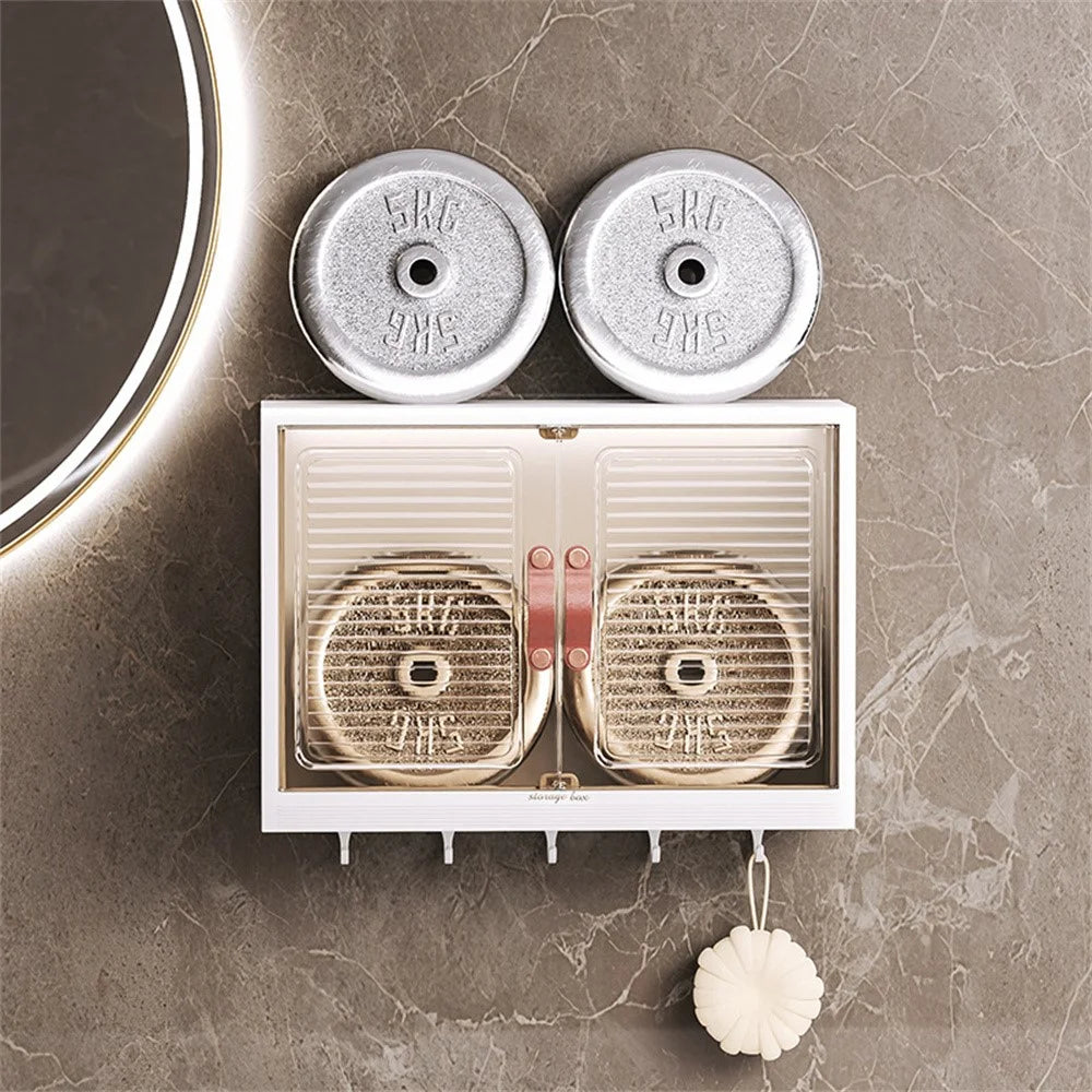 Bathroom Wall Mounted No Drilling PP Storage Cabinet Over Toilet Magnetic Door Anti-Splash Organizer - 4