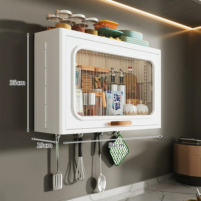 No Drilling Wall Mounted Kitchen Bathroom PP Organizer Spice Rack Storage Cabinet without Pegboard - 3