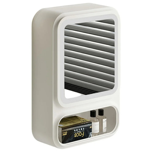 Bathroom Wall Mounted Storage Cabinet with Mirror without Light No Drill Multifunctional Cosmetic PP Organizer - White - 1
