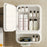 Bathroom Wall Mounted Storage Cabinet No Drill Cosmetic PP Organizer with Mirror and Light - White - 2
