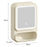 Bathroom Wall Mounted Storage Cabinet No Drill Cosmetic PP Organizer with Mirror and Light - White - 6