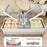 Under Bed Clothes Bedding PP Storage Box Foldable Double-Sided Lid Dustproof Organizer with Wheels, 100x50x13.5cm - White - 2