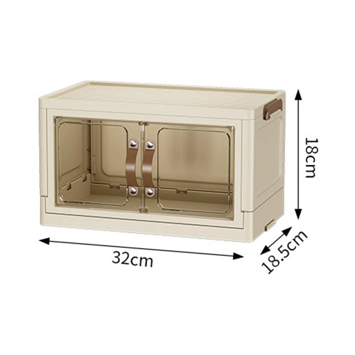 1-Layer Cabinet Desktop PP Organizer Transparent Door Stationery Cosmetics Storage Box - 6