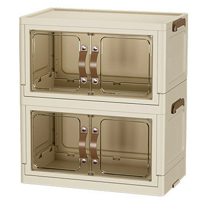 2-Layer Cabinet Desktop PP Organizer Transparent Door Stationery Cosmetics Storage Box - 1