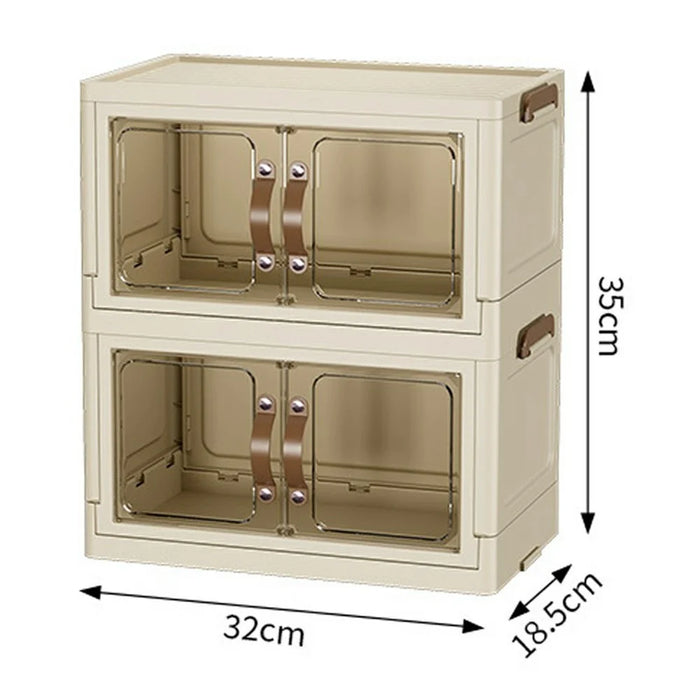 2-Layer Cabinet Desktop PP Organizer Transparent Door Stationery Cosmetics Storage Box - 5