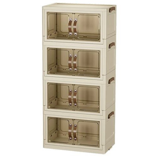 4-Layer Cabinet Desktop PP Organizer Transparent Door Stationery Cosmetics Storage Box - 1
