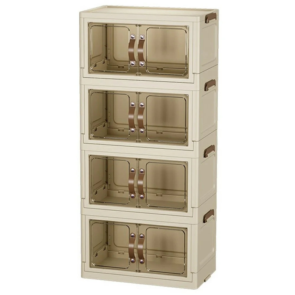 4-Layer Cabinet Desktop PP Organizer Transparent Door Stationery Cosmetics Storage Box - 1