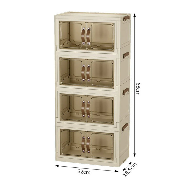 4-Layer Cabinet Desktop PP Organizer Transparent Door Stationery Cosmetics Storage Box - 2