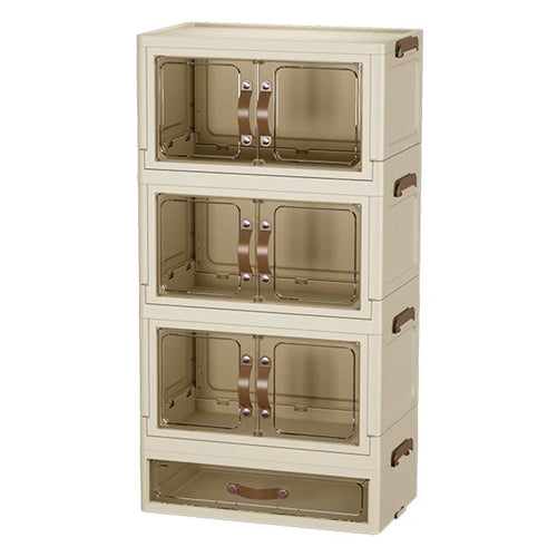 3-Layer Cabinet + 1-Layer Drawer Desktop PP Organizer Transparent Door Stationery Cosmetics Storage Box - 1