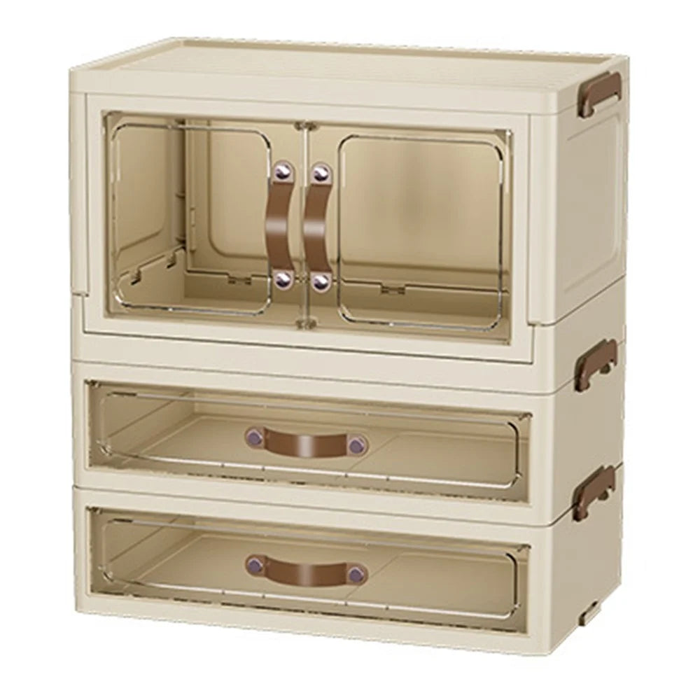 1-Layer Cabinet + 2-Layer Drawer Desktop PP Organizer Transparent Door Stationery Cosmetics Storage Box - 1