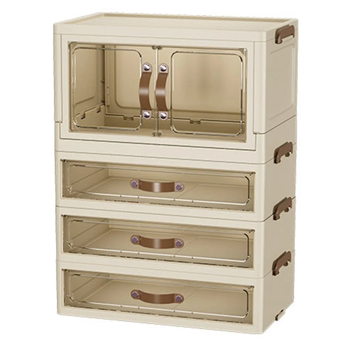 1-Layer Cabinet + 3-Layer Drawer Desktop PP Organizer Transparent Door Stationery Cosmetics Storage Box - 1