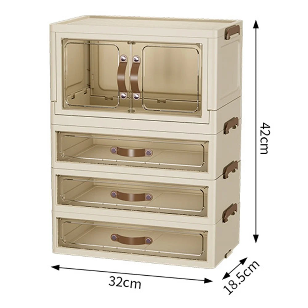 1-Layer Cabinet + 3-Layer Drawer Desktop PP Organizer Transparent Door Stationery Cosmetics Storage Box - 2