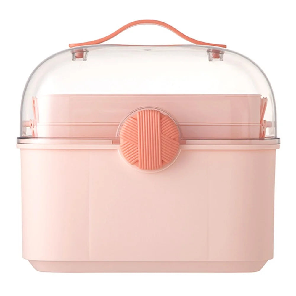 Medical Storage Box Large Capacity Multi-Layer Home First Aid Medication Cosmetics Organizer - Pink - 1
