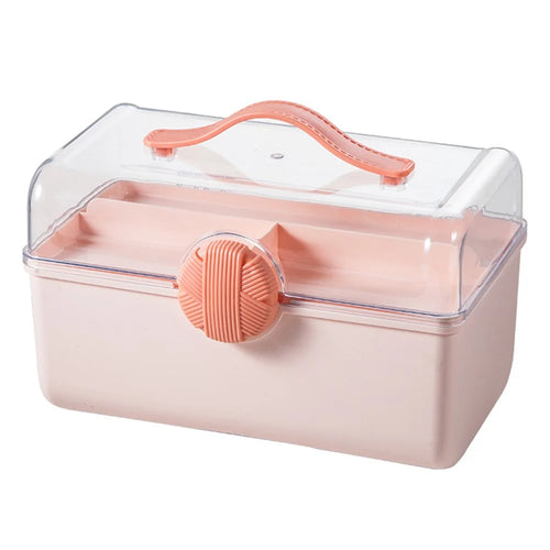 First Aid Kit Large Capacity Medicine Storage Box Multi-Functional Organizer with Transparent Window - Pink - 1