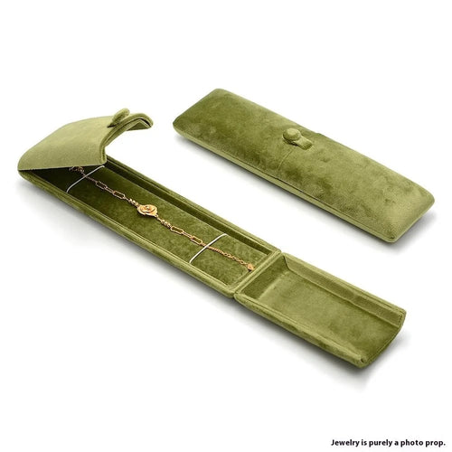 Double Open Jewelry Box Necklace Bracelet Storage Case Velvet Lined Display for Pendants - 1
