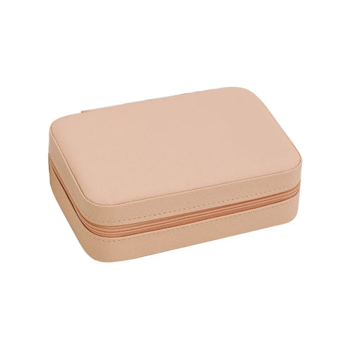 Portable Jewelry Organizer Box Leather Storage Case Multi-Compartment for Home Travel Use - Pink - 1