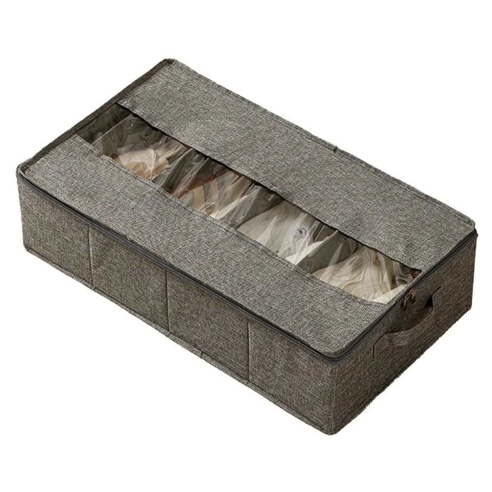 Underbed Storage Box with Dividers 60 x 33 x1 5cm Clear Window Waterproof Organizer for Shoes Clothes - Grey - 1