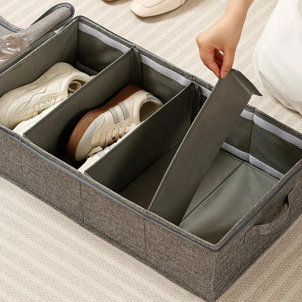 Underbed Storage Box with Dividers 60 x 33 x1 5cm Clear Window Waterproof Organizer for Shoes Clothes - Grey - 2