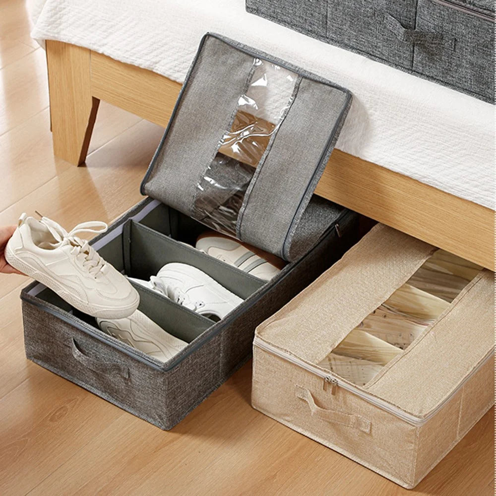 Underbed Storage Box with Dividers 60 x 33 x1 5cm Clear Window Waterproof Organizer for Shoes Clothes - Grey - 3