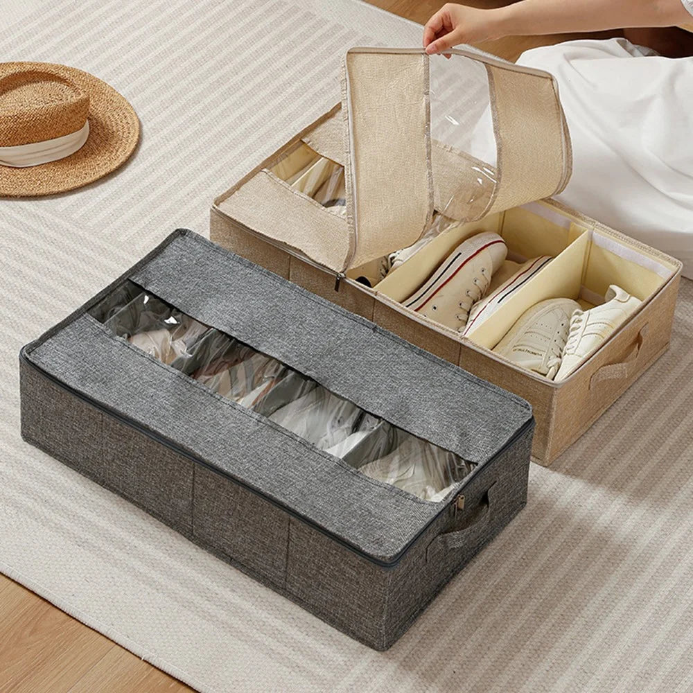 Underbed Storage Box with Dividers 60 x 33 x1 5cm Clear Window Waterproof Organizer for Shoes Clothes - Grey - 4