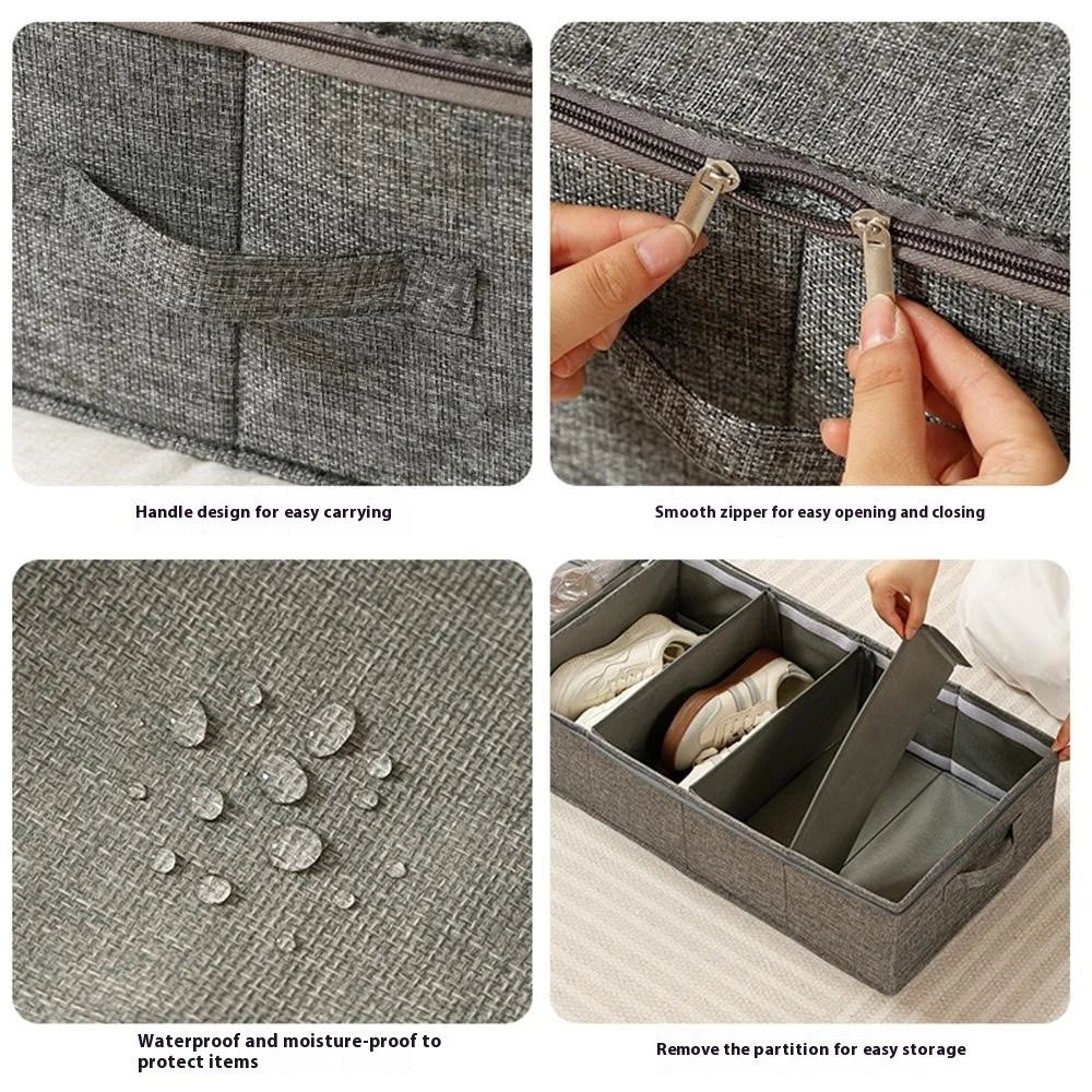 Underbed Storage Box with Dividers 60 x 33 x1 5cm Clear Window Waterproof Organizer for Shoes Clothes - Grey - 5