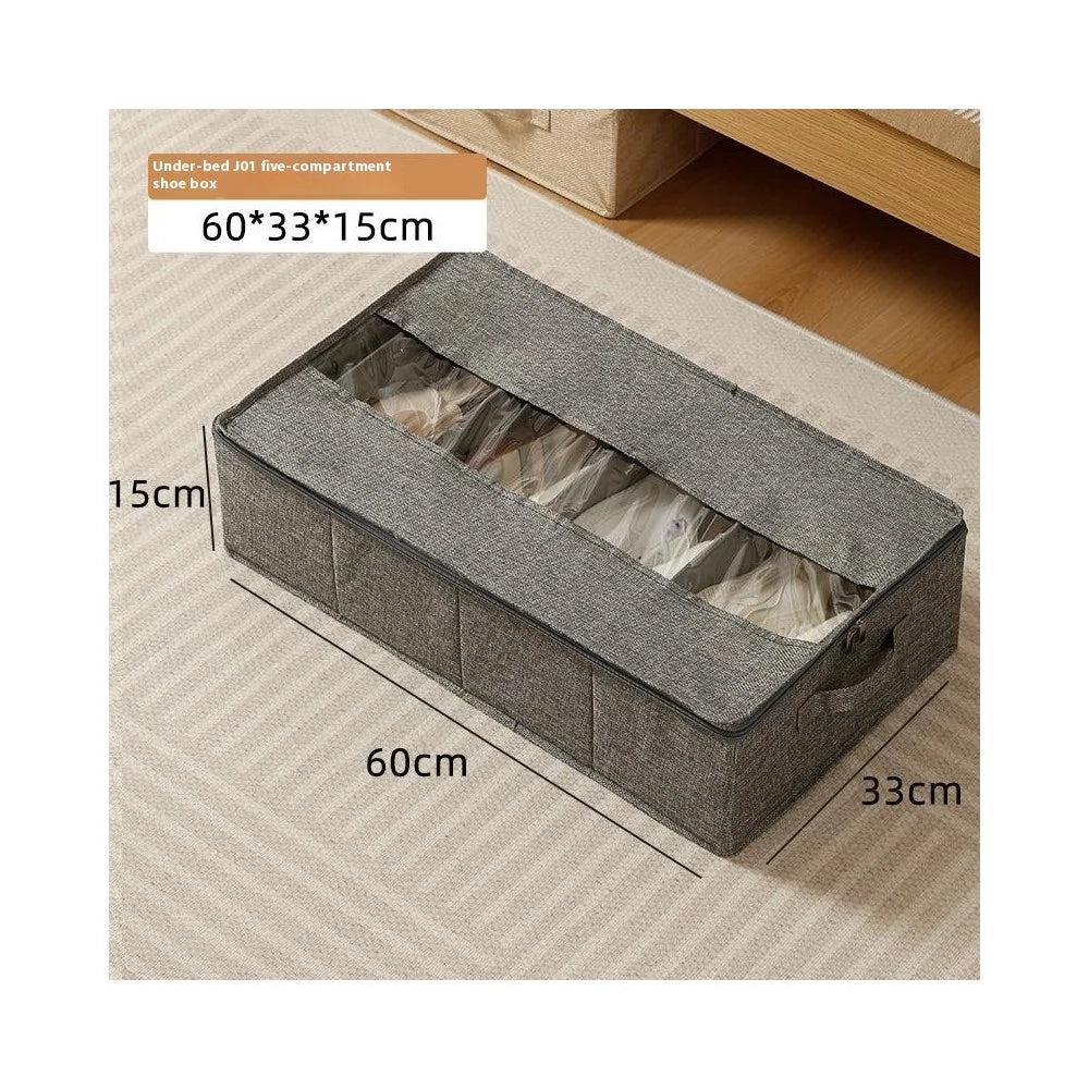 Underbed Storage Box with Dividers 60 x 33 x1 5cm Clear Window Waterproof Organizer for Shoes Clothes - Grey - 6