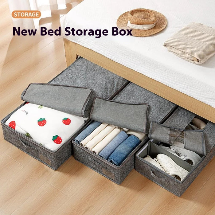 Underbed Storage Box 95 x 48 x 17cm Large Capacity Compartment Organizer Waterproof for Shoes / Clothes Sorting - Grey - 2