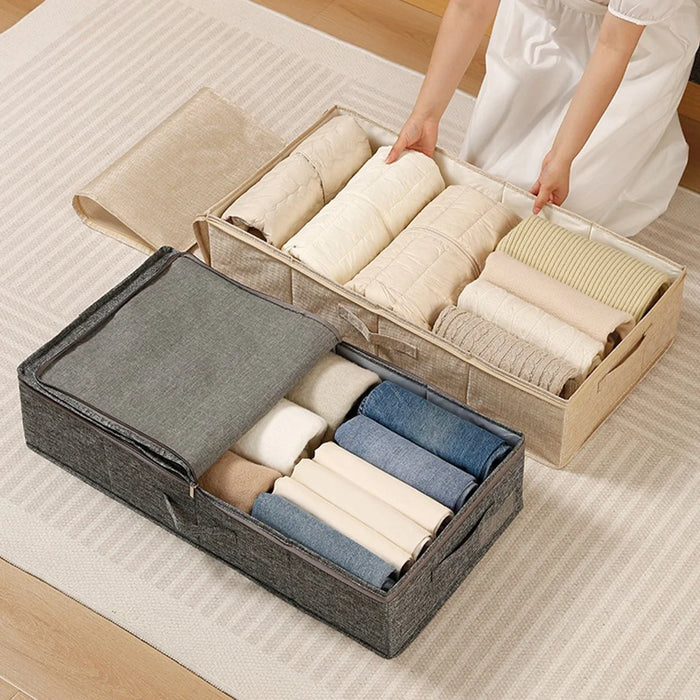 Underbed Storage Box 95 x 48 x 17cm Large Capacity Compartment Organizer Waterproof for Shoes / Clothes Sorting - Grey - 4
