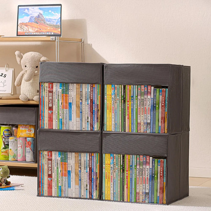 Storage Box Foldable Organizer Clear Window Multi-Function Container for Books Miscellaneous Items - 3