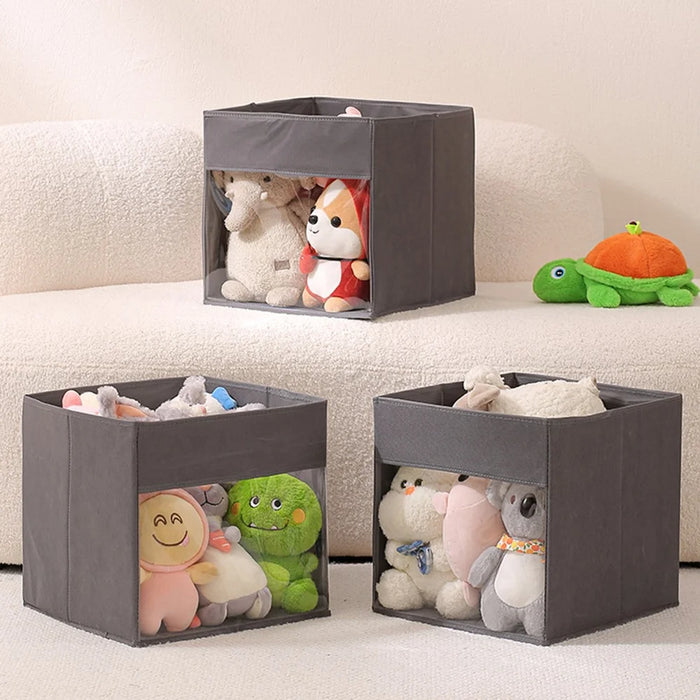 Storage Box Foldable Organizer Clear Window Multi-Function Container for Books Miscellaneous Items - 4