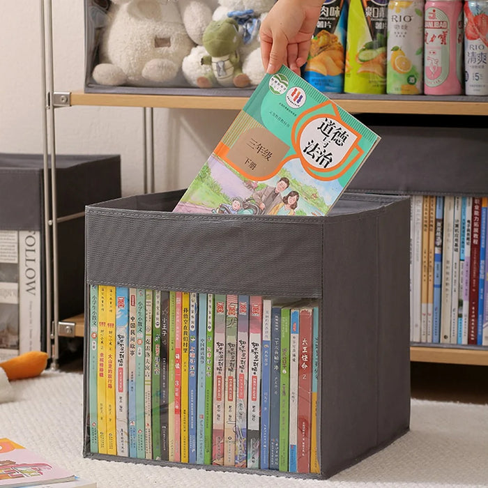 Storage Box Foldable Organizer Clear Window Multi-Function Container for Books Miscellaneous Items - 5