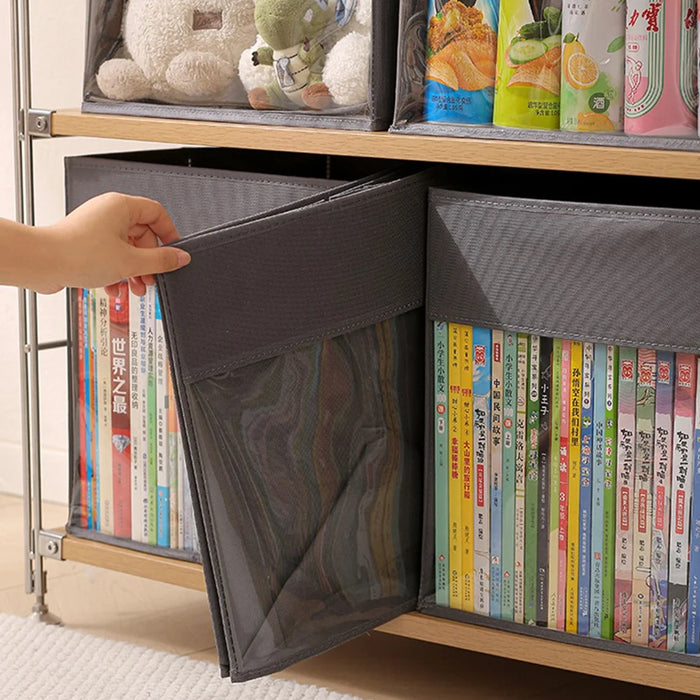 Storage Box Foldable Organizer Clear Window Multi-Function Container for Books Miscellaneous Items - 6