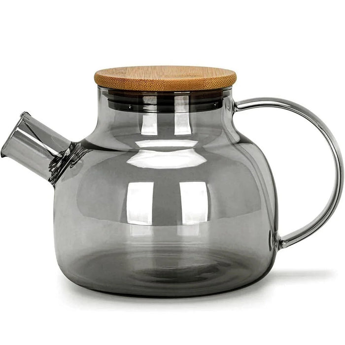 600ML Electroplated Transparent Teapot Heat Resistant High Borosilicate Glass Water Kettle Juice Jug (No FDA, BPA Free) - Transparent Black - 1