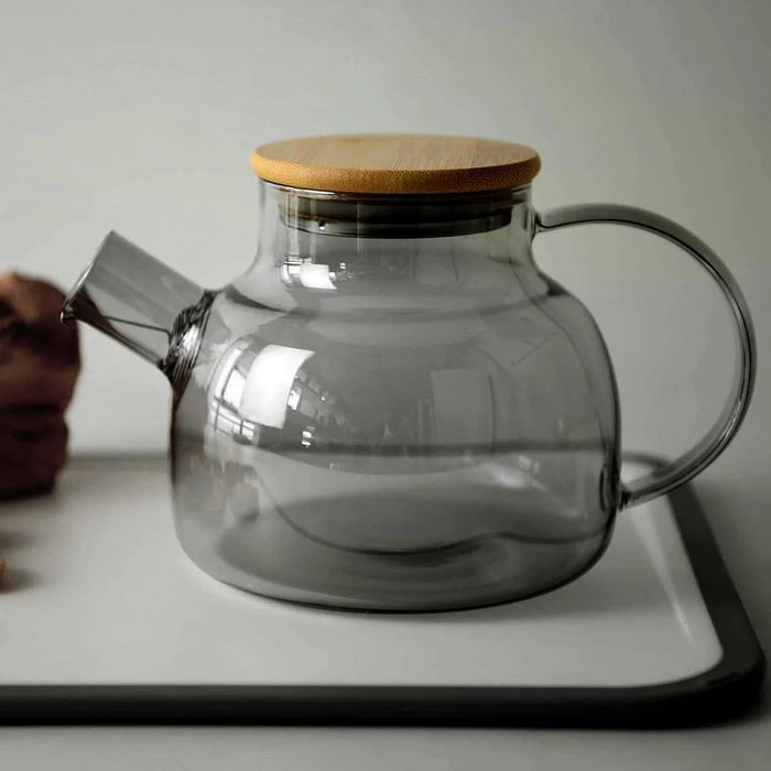 600ML Electroplated Transparent Teapot Heat Resistant High Borosilicate Glass Water Kettle Juice Jug (No FDA, BPA Free) - Transparent Black - 3