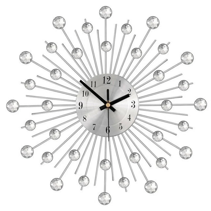 WM05 33 x 33cm Wrought Iron Wall Clock for Living Room Home Decor Quartz Clock Rhinestone Accents - 1