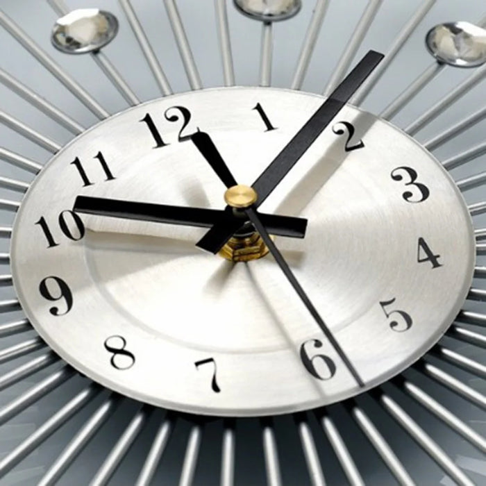 WM05 33 x 33cm Wrought Iron Wall Clock for Living Room Home Decor Quartz Clock Rhinestone Accents - 7