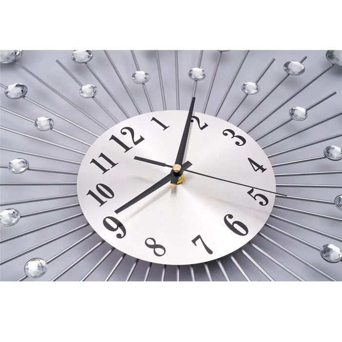 WM97 50 x 50cm Wrought Iron Wall Clock for Living Room Home Decor Quartz Clock Rhinestone Accents - 4